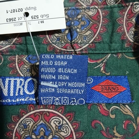 VTG NWT INTROSPECT Men's Large Long-Sleeved Bold Pattern Button-Up Green Shirt - Picture 13 of 13